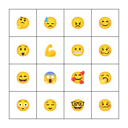 Emoties Bingo Card