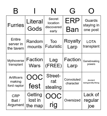 Mythage BINGO Card
