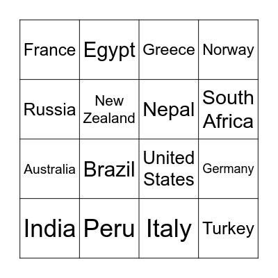 Culture Fest Bingo Card
