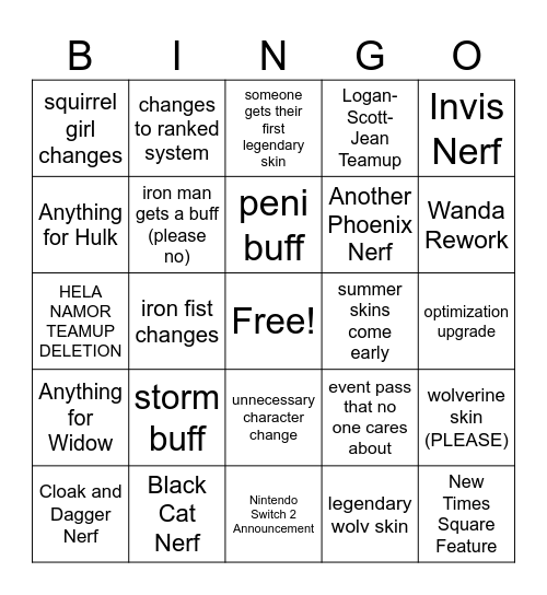 SEASON 8 BINGO Card