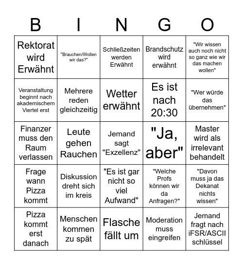 ESE Meeting Bingo Card