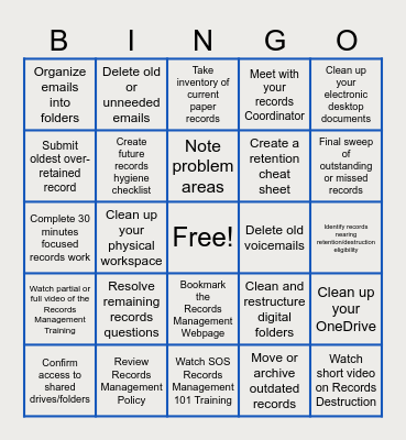 City of Gresham Records Week Bingo Card