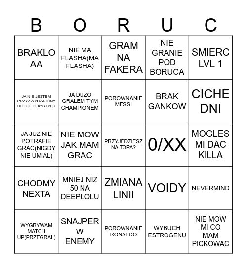 BORUC BINGO Card