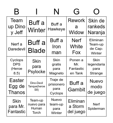 Bingo Temporada 8 y 8.5 Bingo Card