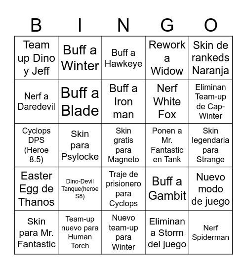 Bingo Temporada 8 y 8.5 Bingo Card