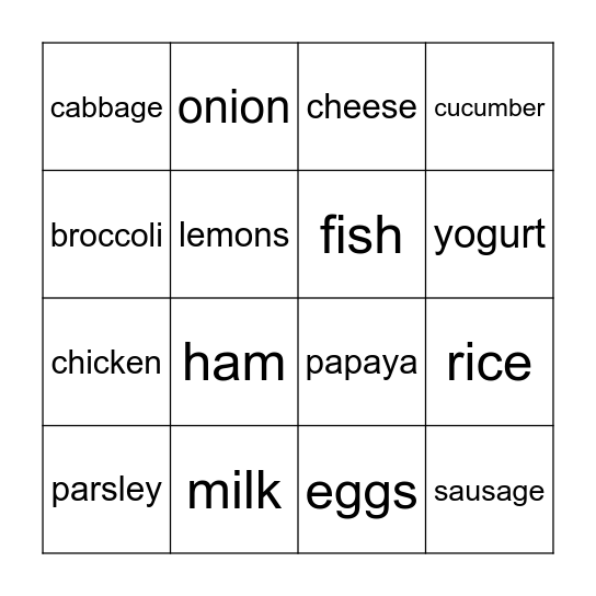 Groceries_11_2 Bingo Card