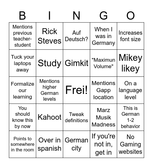 Untitled Bingo Card