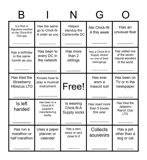 FDS Bingo Card