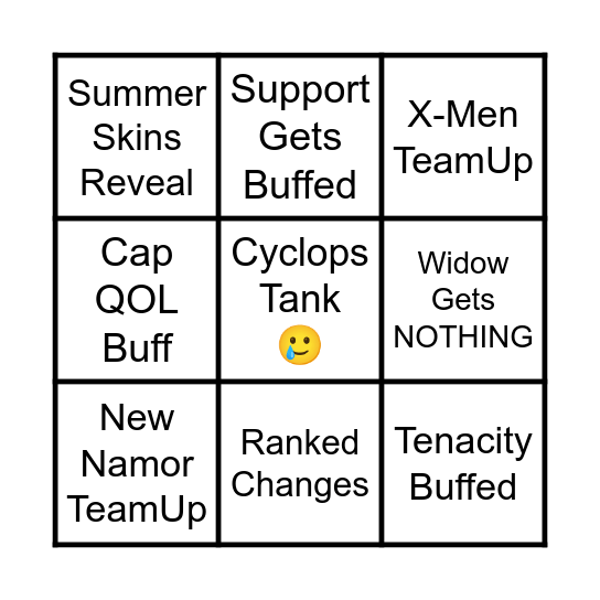 Marvel Rivals Season 8 Bingo Card