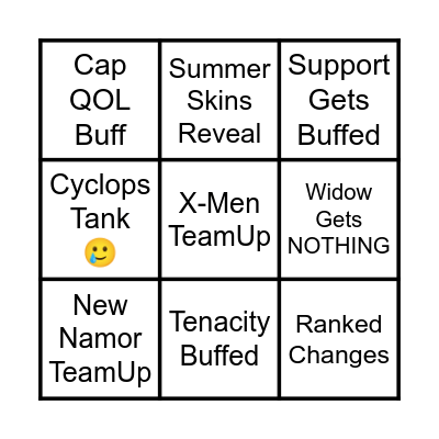 Marvel Rivals Season 8 Bingo Card