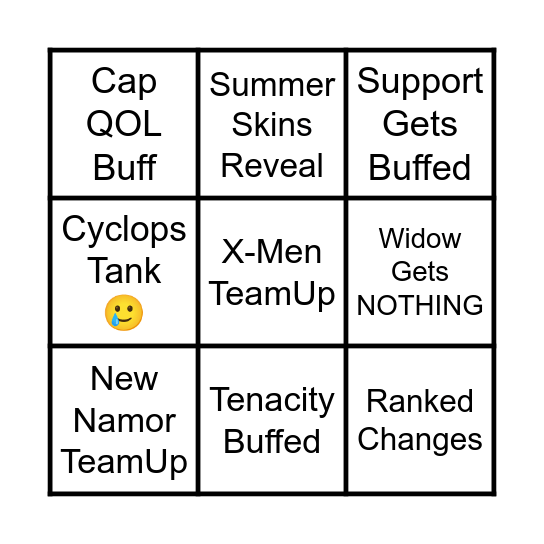 Marvel Rivals Season 8 Bingo Card
