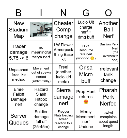 OW Mid Season Patch Bingo Card