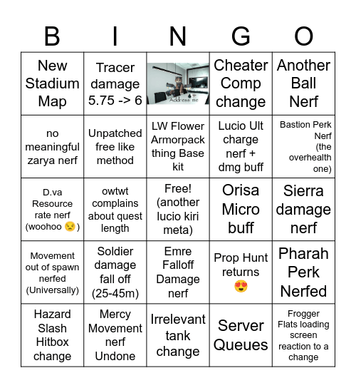 OW Mid Season Patch Bingo Card