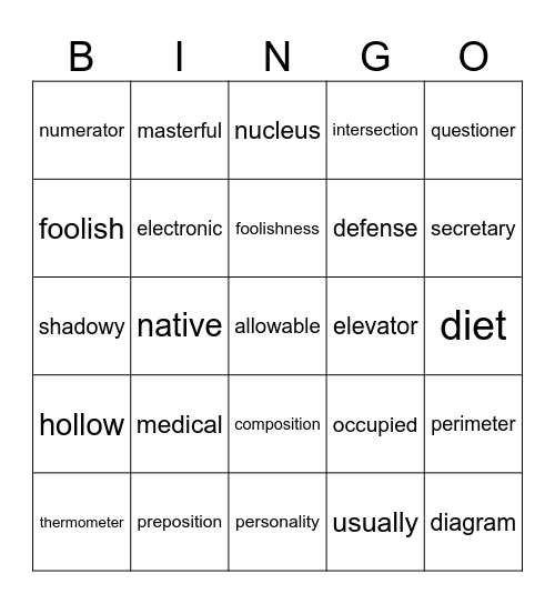 Untitled Bingo Card