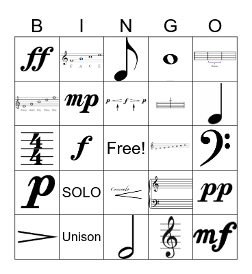 Music Terms Bingo Card