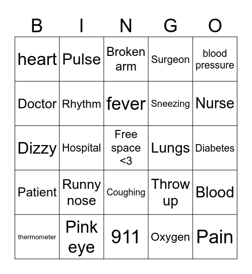 Nurse BINGO! Bingo Card