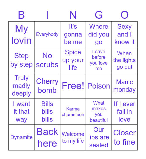 B vs G 2 Bingo Card