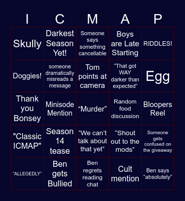 I Could Murder a Podcast Bingo Card