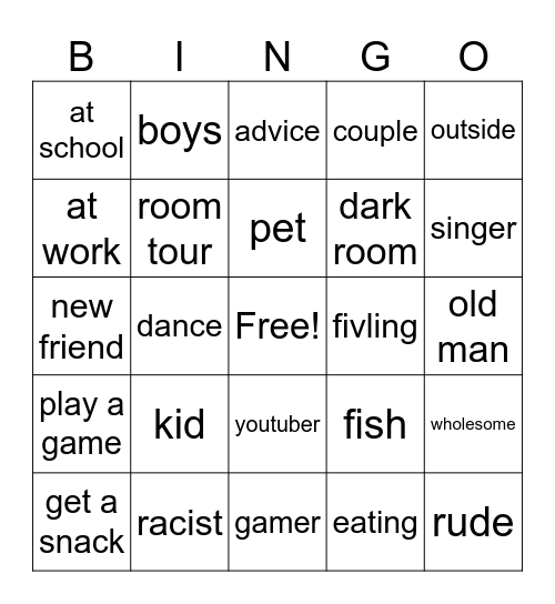 omegle Bingo Card