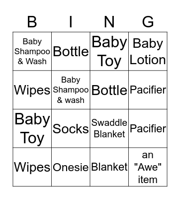 BABY BINGO Card