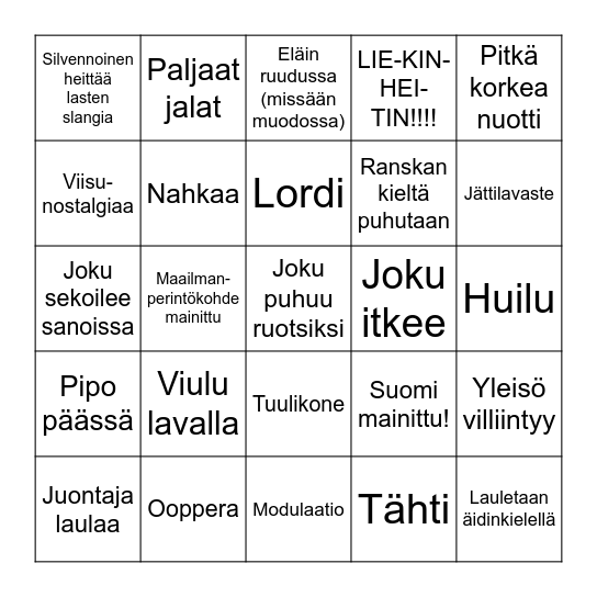 Euroviisubingo Card