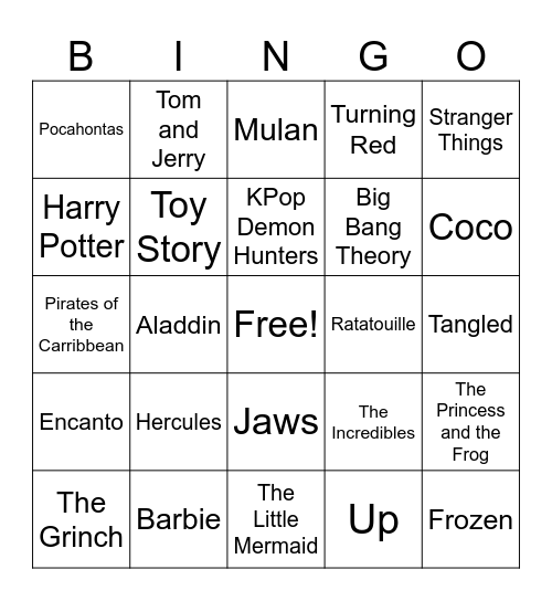 Music BINGO Card