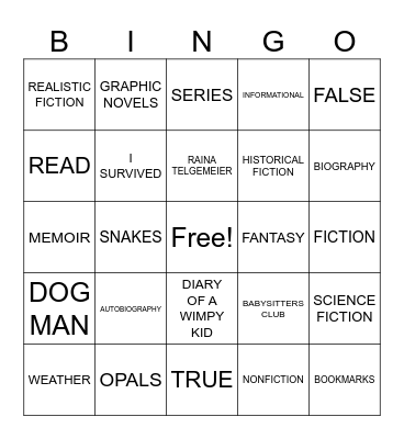 Library Review Bingo Card