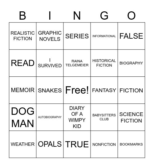 Library Review Bingo Card