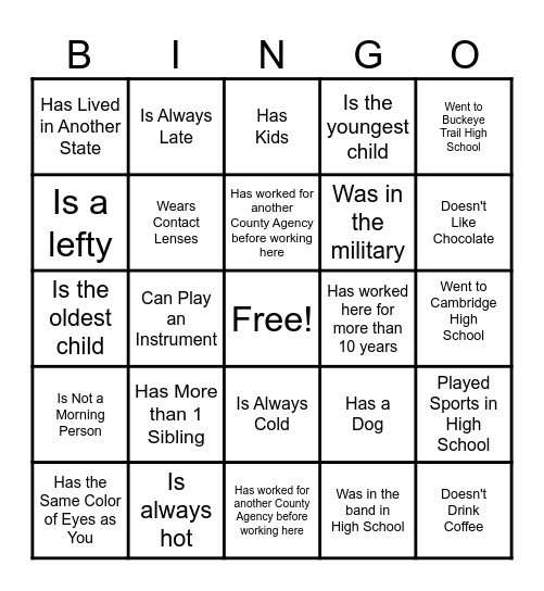Find a Coworker Who... Bingo Card