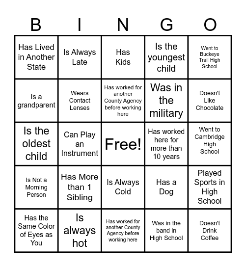 Find a Coworker Who... Bingo Card