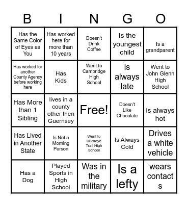 Find a Coworker Who... Bingo Card