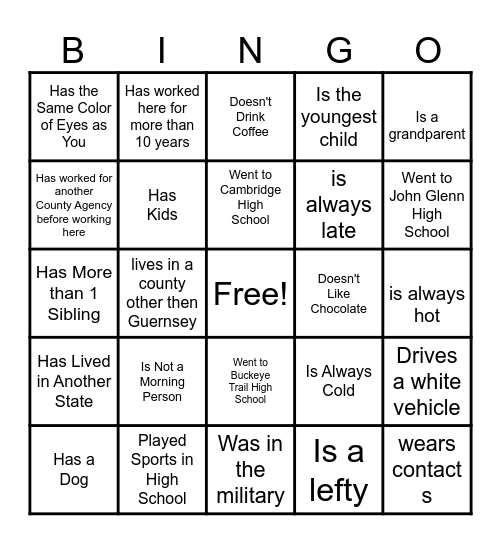 Find a Coworker Who... Bingo Card
