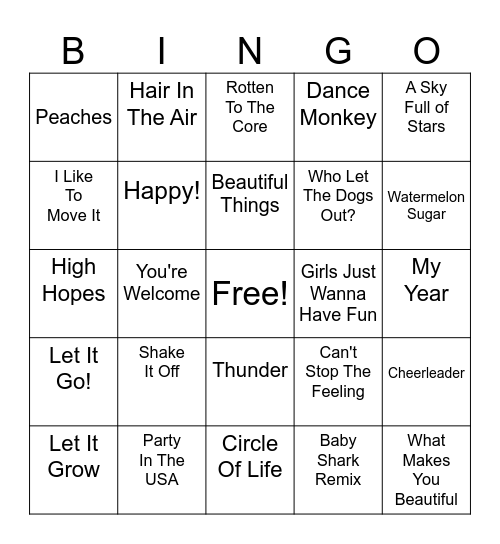 DJ Bingo Card