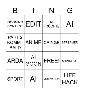 TIKTOK BINGO Card