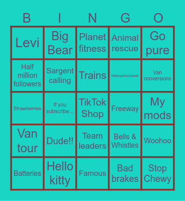 Tamchewyvanlife Bingo Card