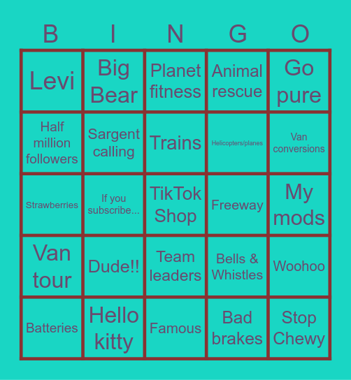 Tamchewyvanlife Bingo Card