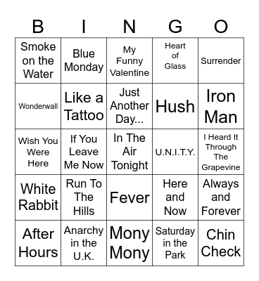 Rock N Roll Hall of Fame Inductees From The 6s Bingo Card