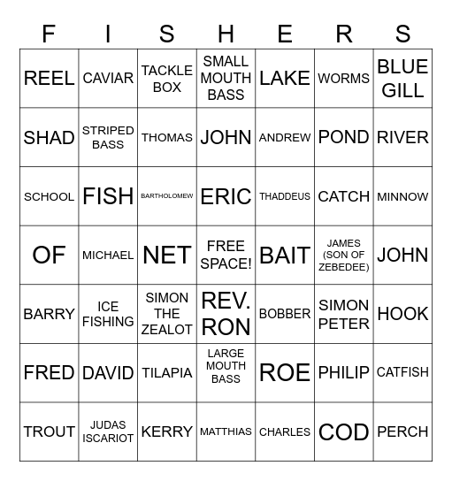 FISHERS OF MEN JUNE 21, 2026 Bingo Card