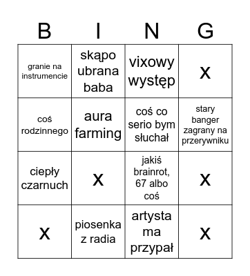 eurowizyjne bingo Card