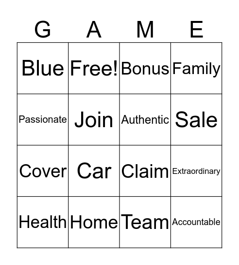 UPGRADE Bingo Card