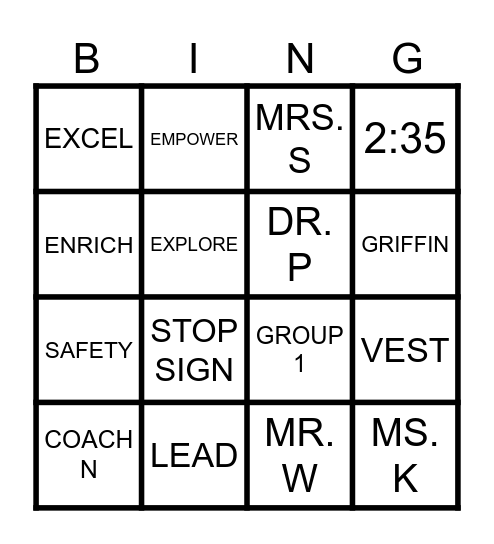 PATROL BINGO Card