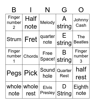 Guitar Bingo Card