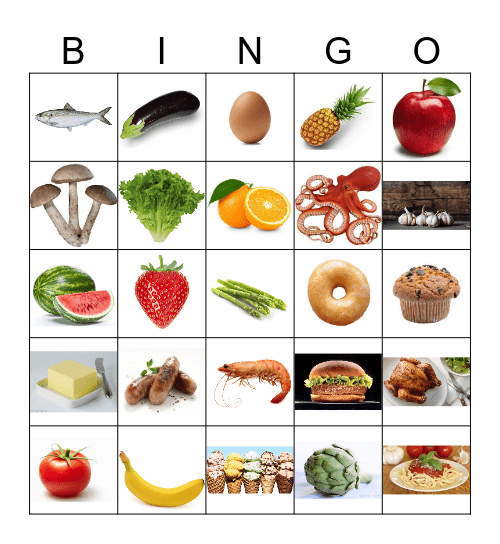 FOOD Bingo Card