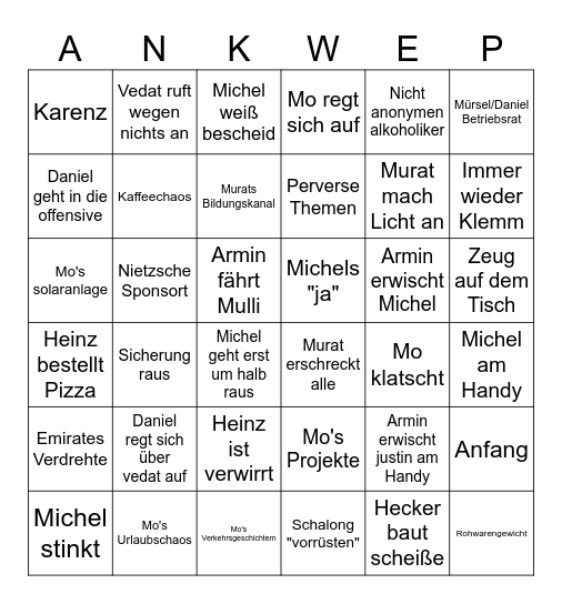Weberei Wochenbingo Card
