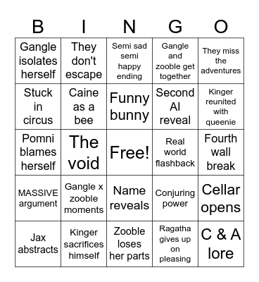 Digital circus ep 9 Bingo Card