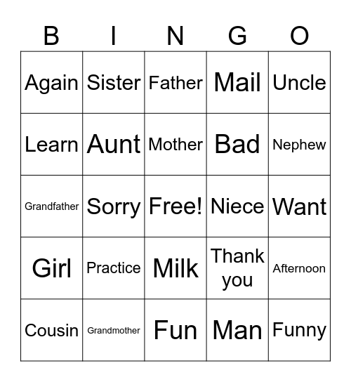 Untitled Bingo Card