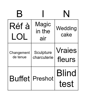 Mariage Roxane Bingo Card