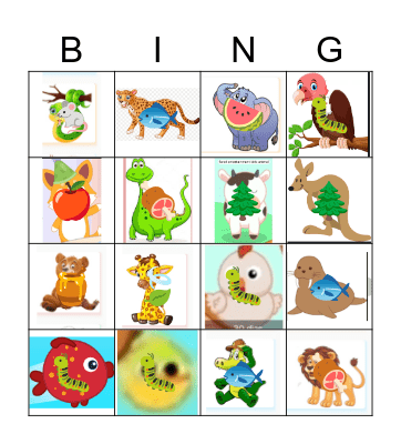 Feed Animal Bingo Card