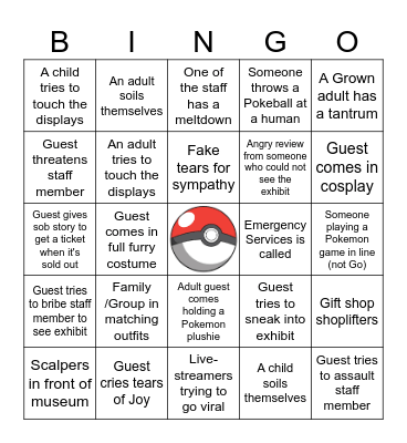 Pokemon Fossil Fun Bingo Card