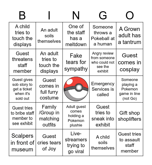 Pokemon Fossil Fun Bingo Card